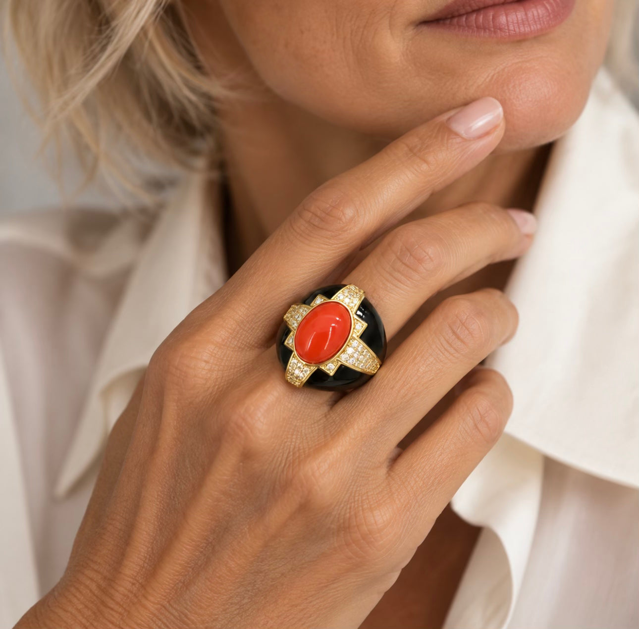 Coral Riviera Cocktail Ring