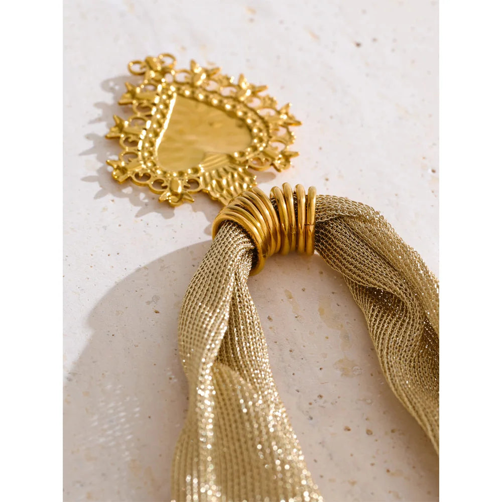 Gilded Heart Mesh Choker mesh and rings detail