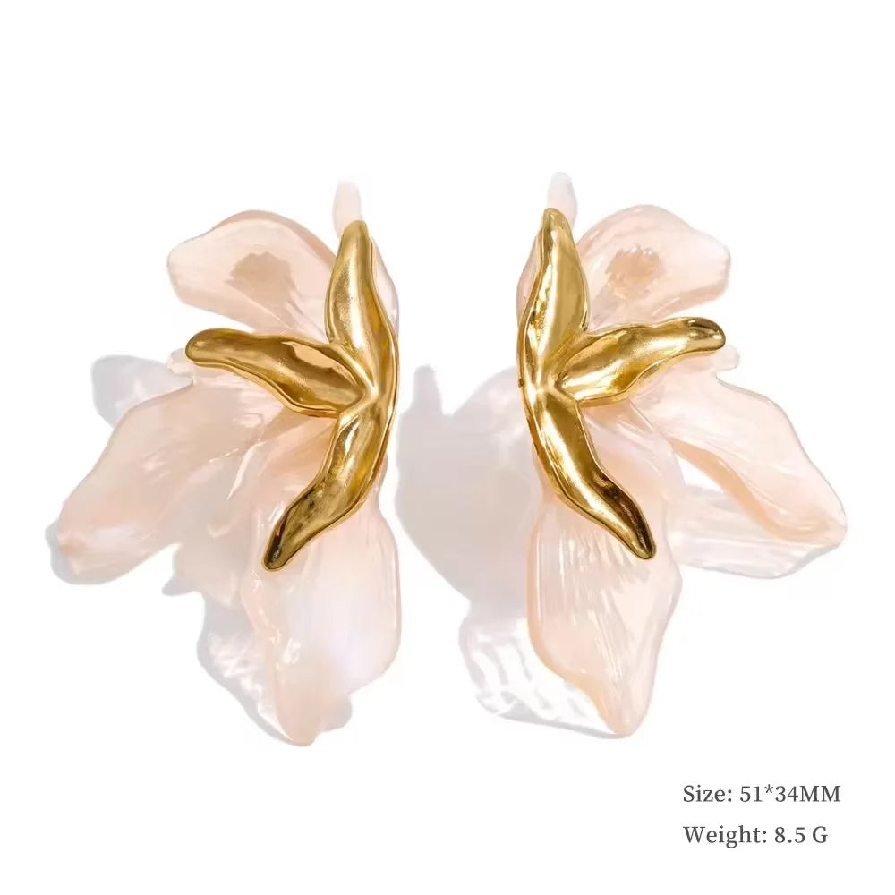 Iris Bloom Earrings in Pink