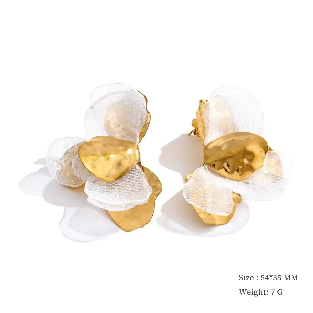 Sheer Peony Earrings in White