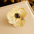Camellia Bloom Ring with black center