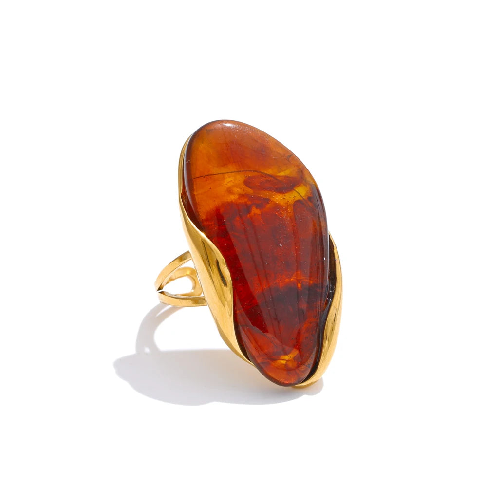 Pebble Ring Amber