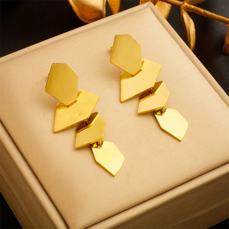 Golden Facet Drop Earrings