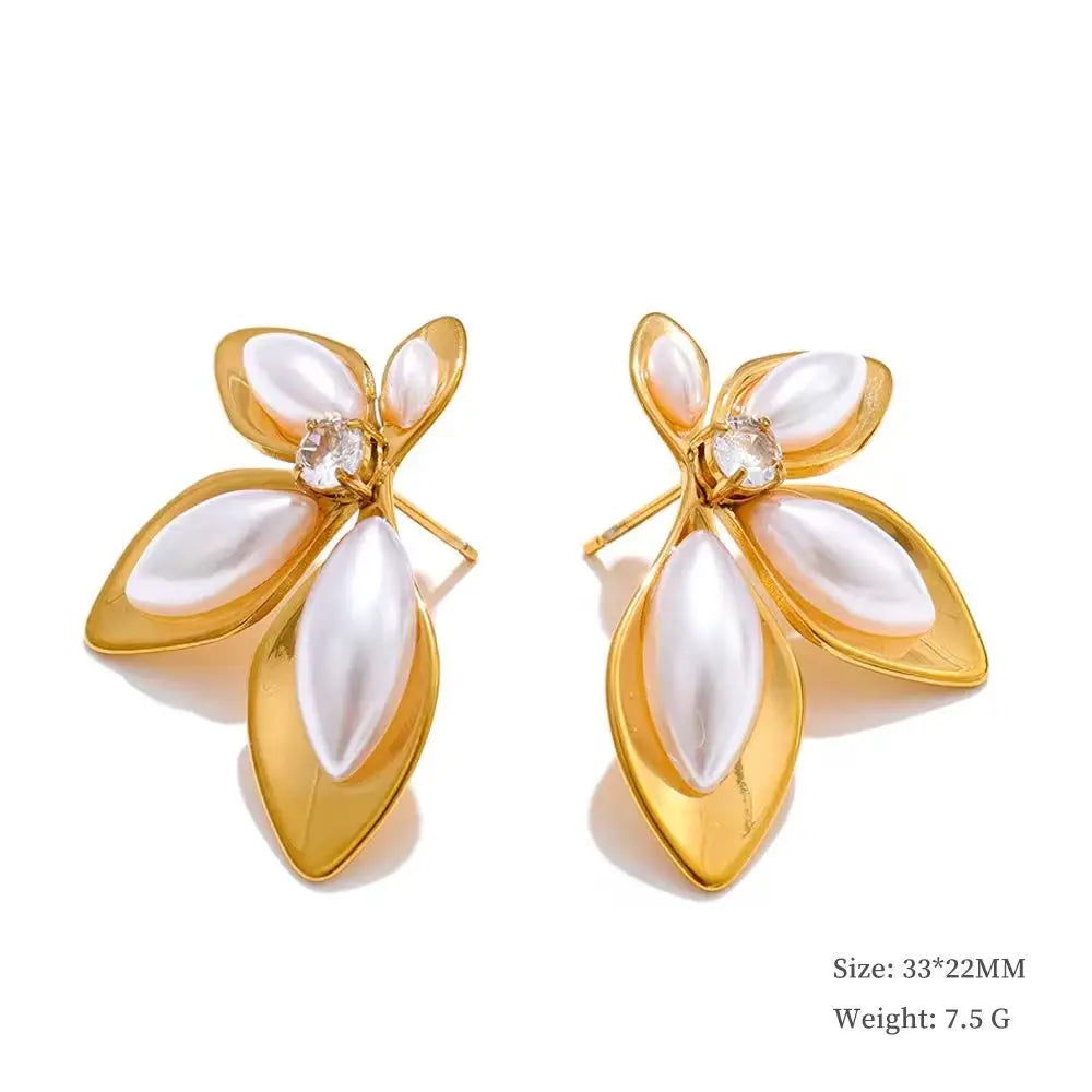 Pearl Leaf Earrings