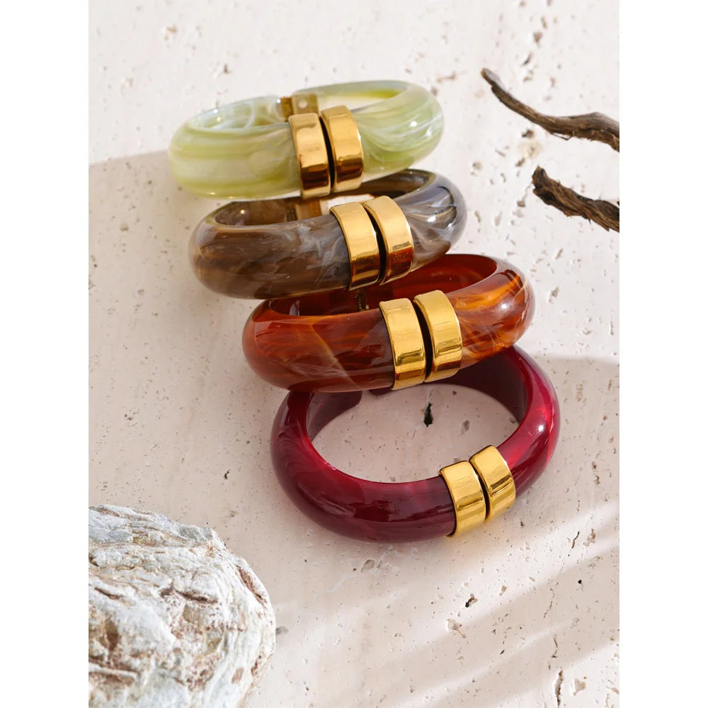 Marble Hinge Bangles stacked