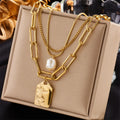 Pearl & Plate Layered Necklace