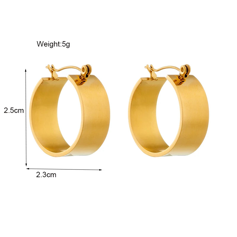 Wide Huggie Hoops