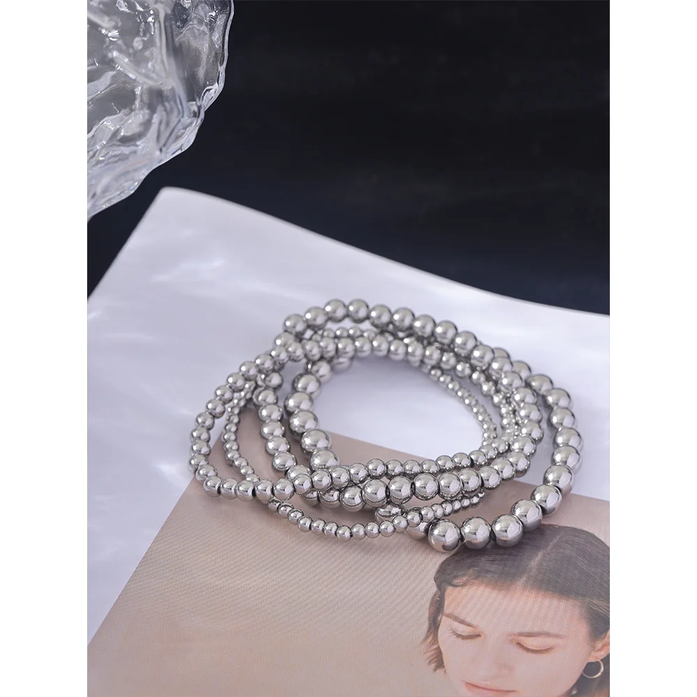Bead Stack Bracelets silver and gold