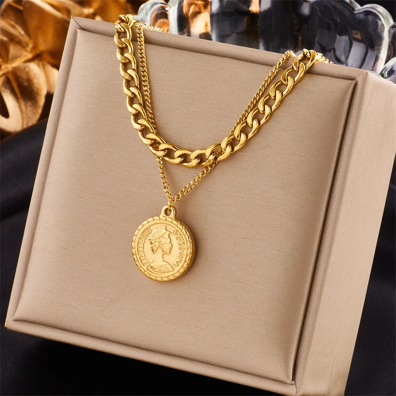 Curb Portrait Duo Necklace