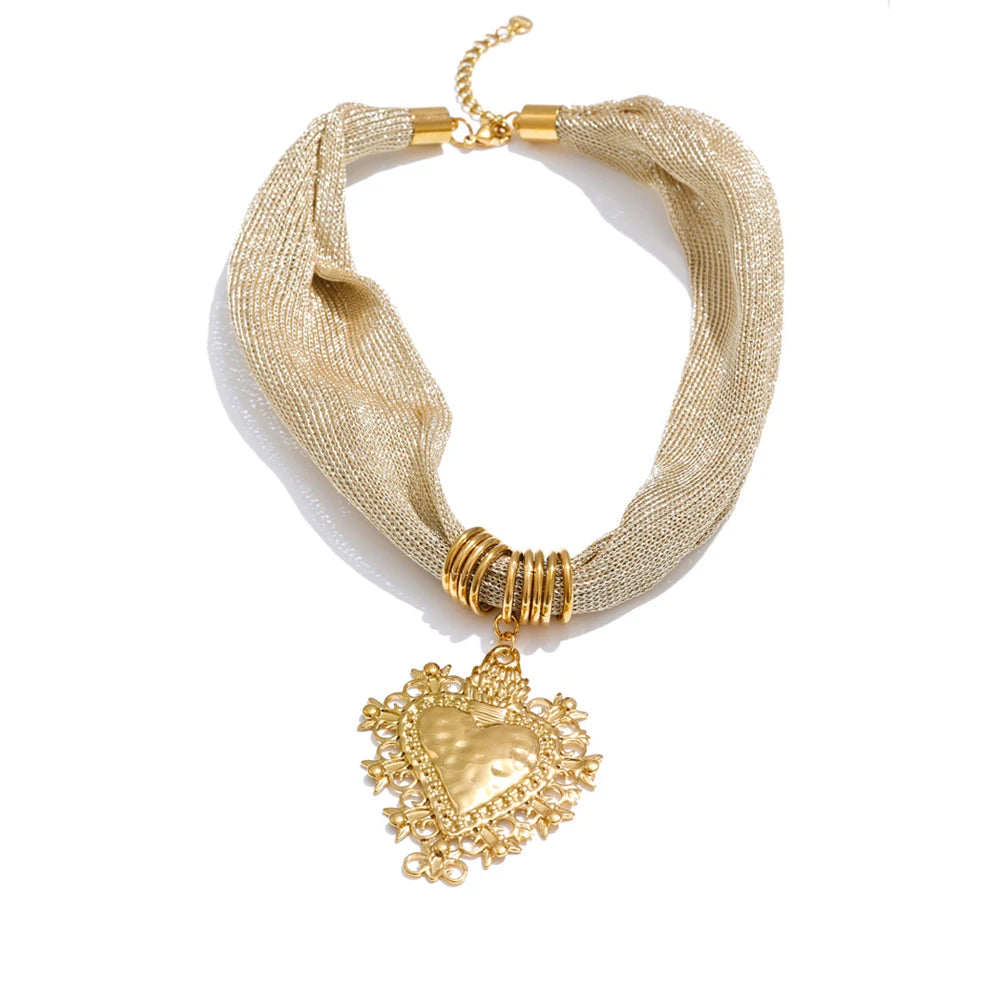 Gilded Heart Mesh Choker