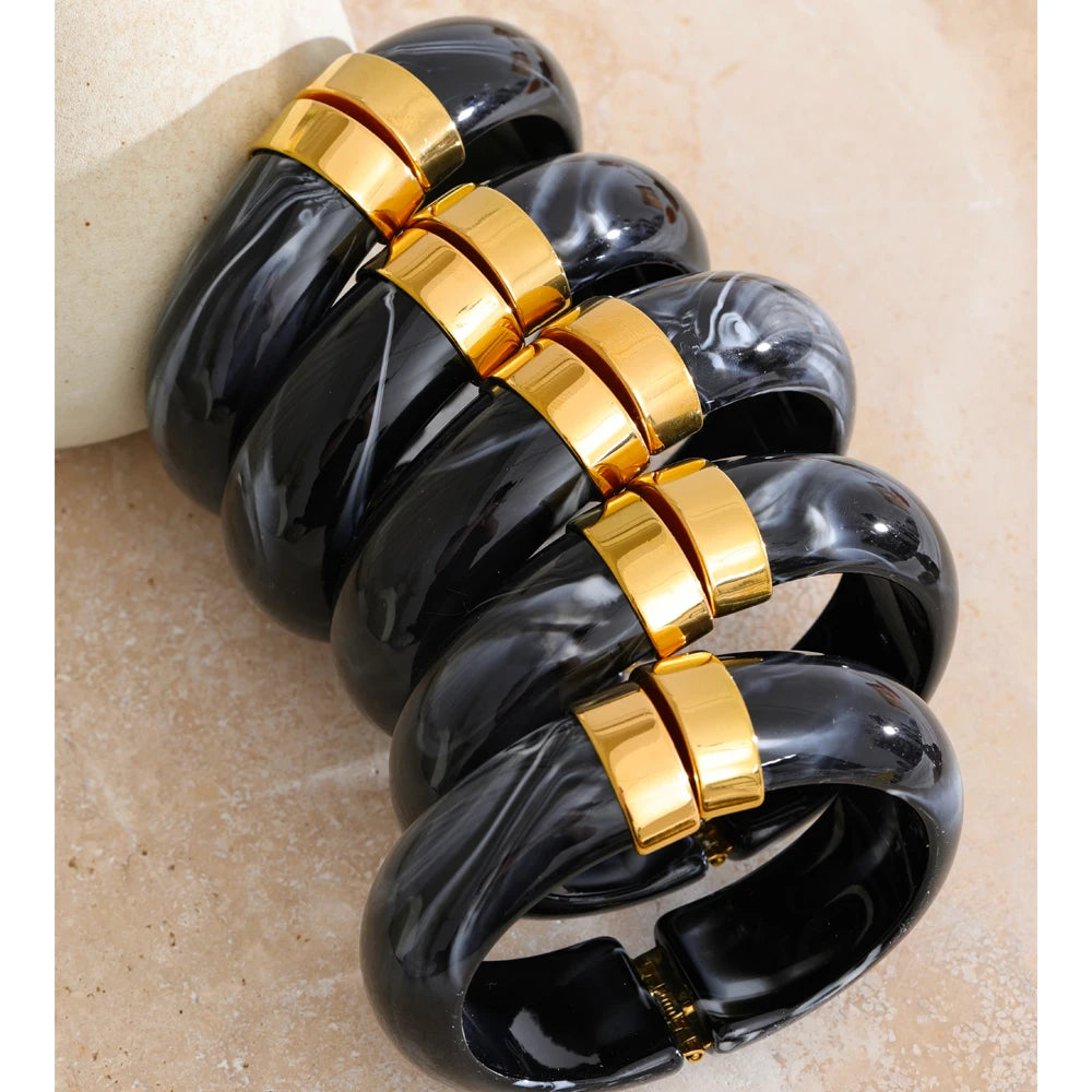 Marble Hinge Bangles black