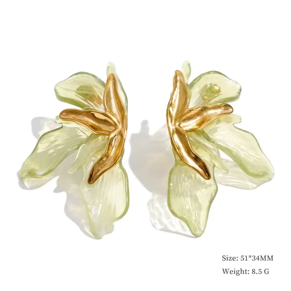 Iris Bloom Earrings in Green