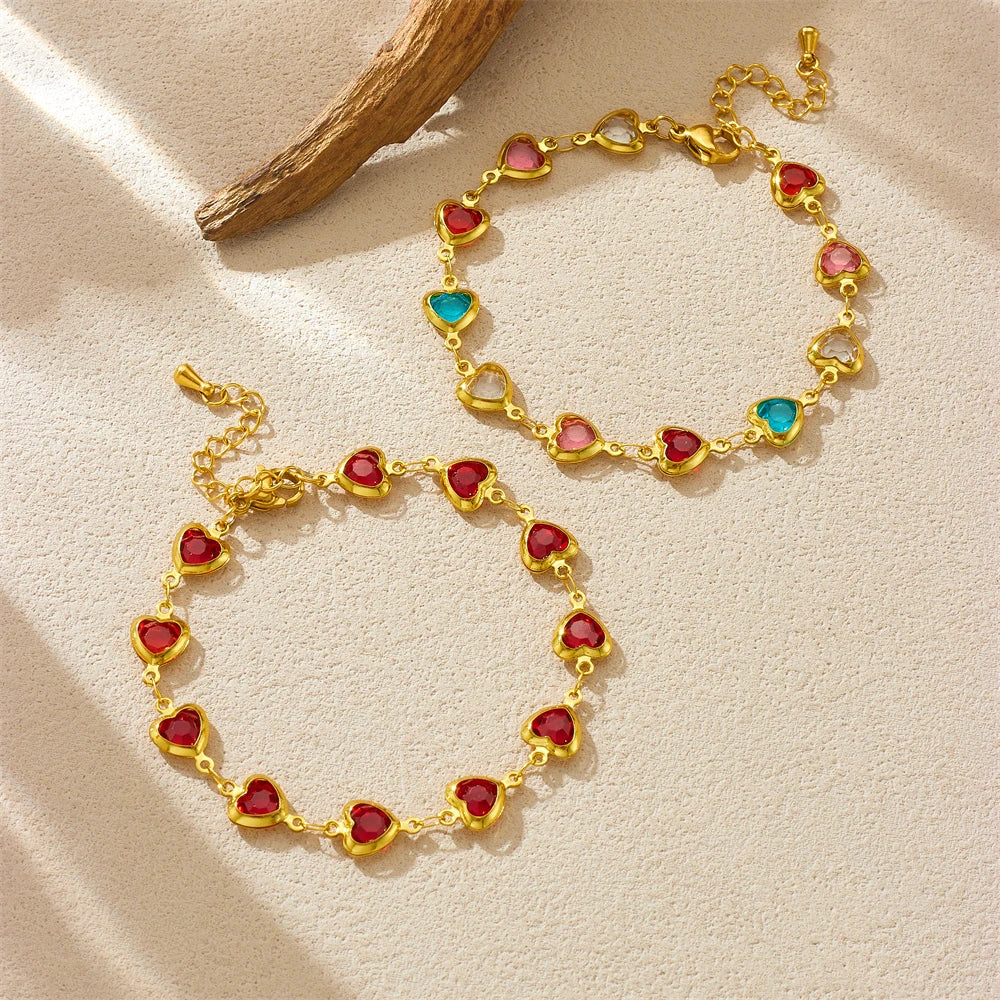 Amore Heart bracelets in Ruby and Multicolor