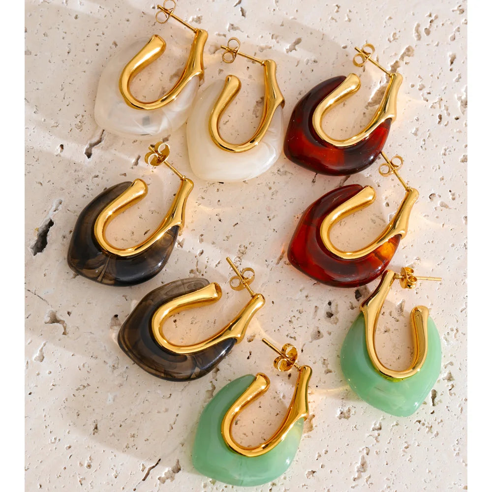 U hoops in tortoise, jade and smoke