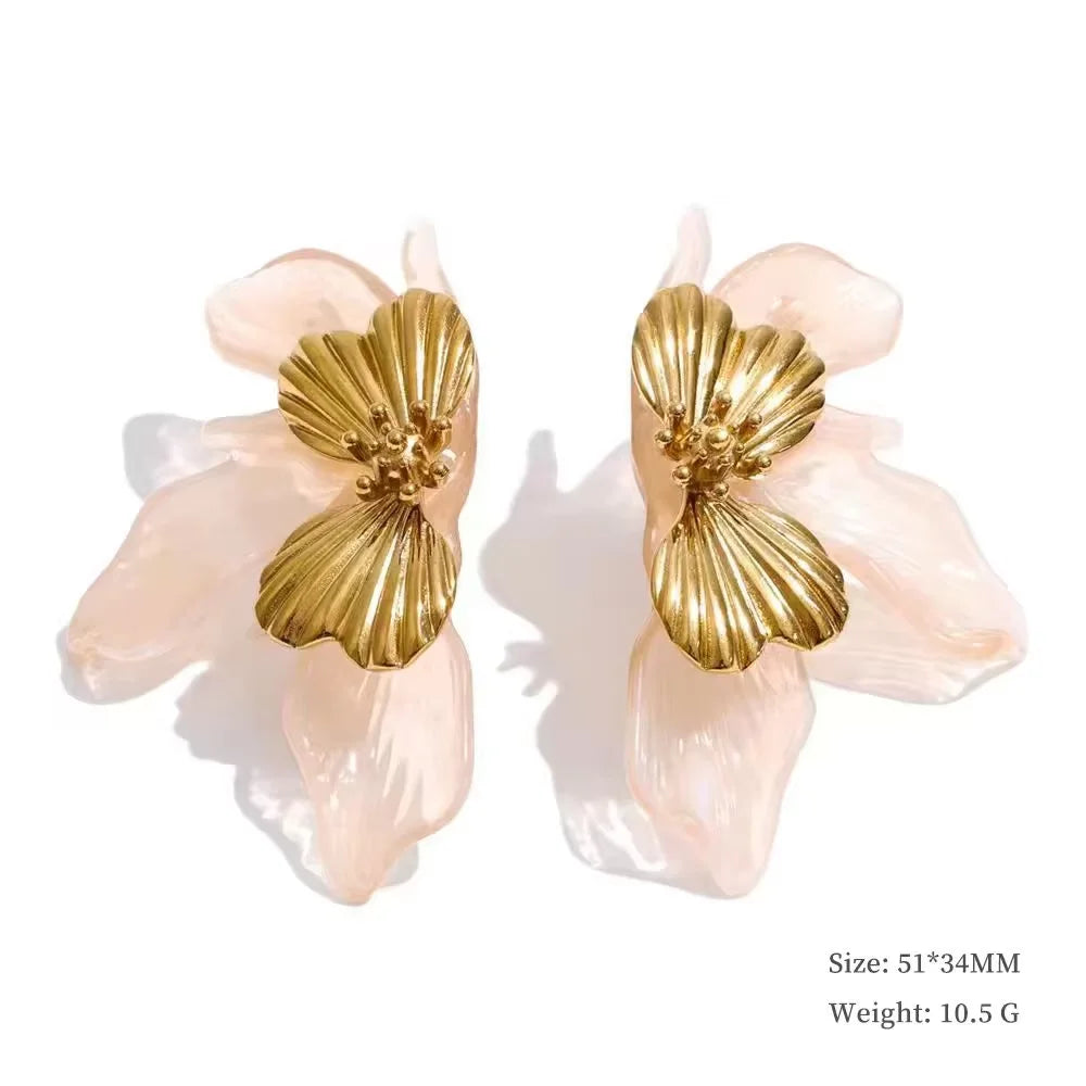 Hibiscus Bloom Earrings in Pink
