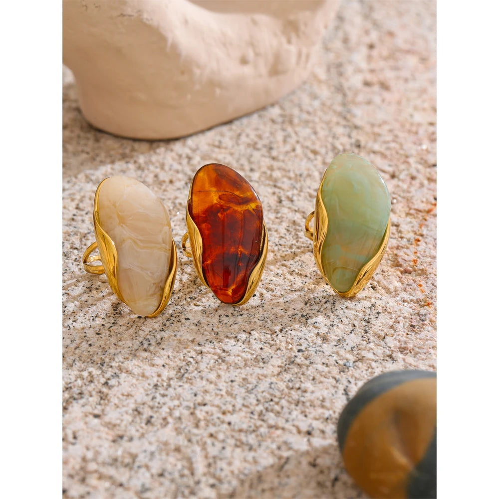 Pebble Ring trio on stone