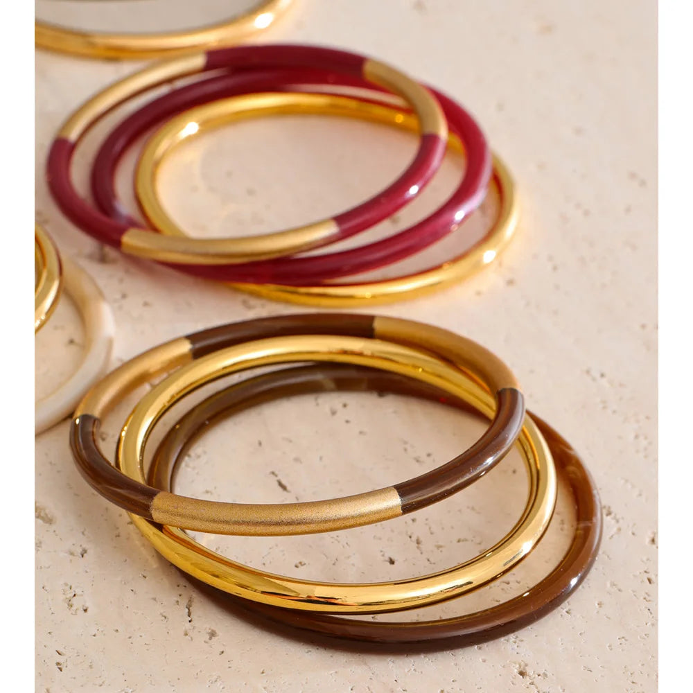 Wine red and gold bangles