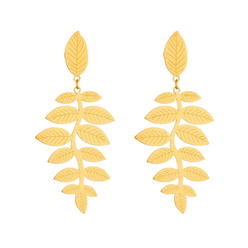 Golden Laurel Earrings on white