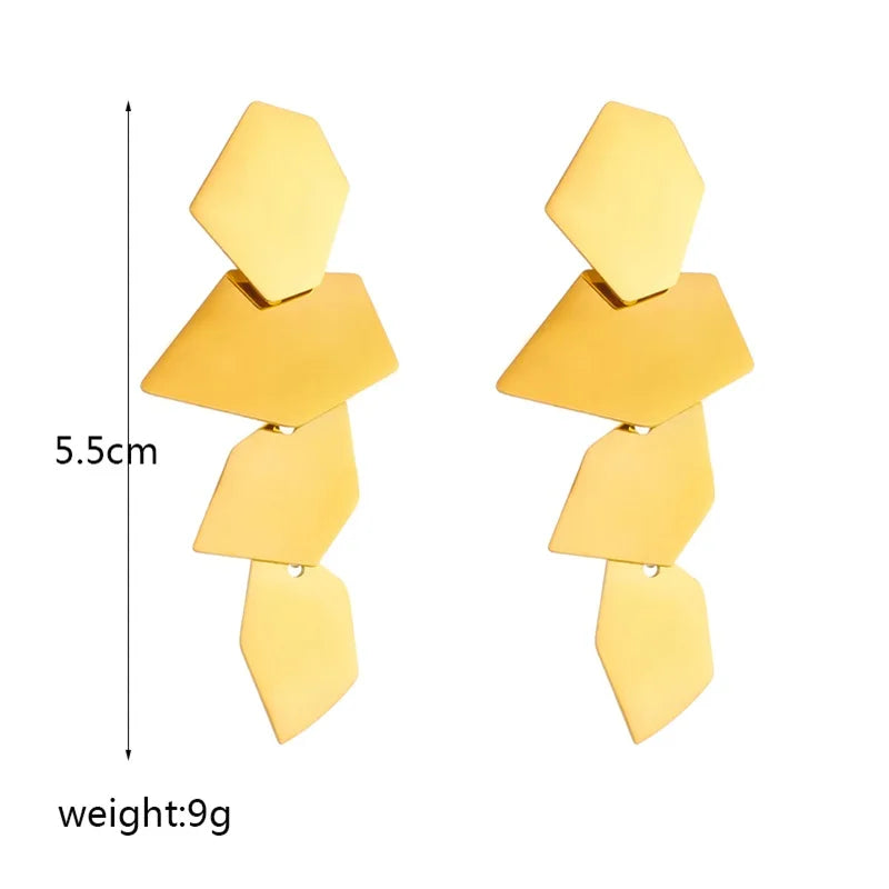 Golden Facet Drop Earrings measurements