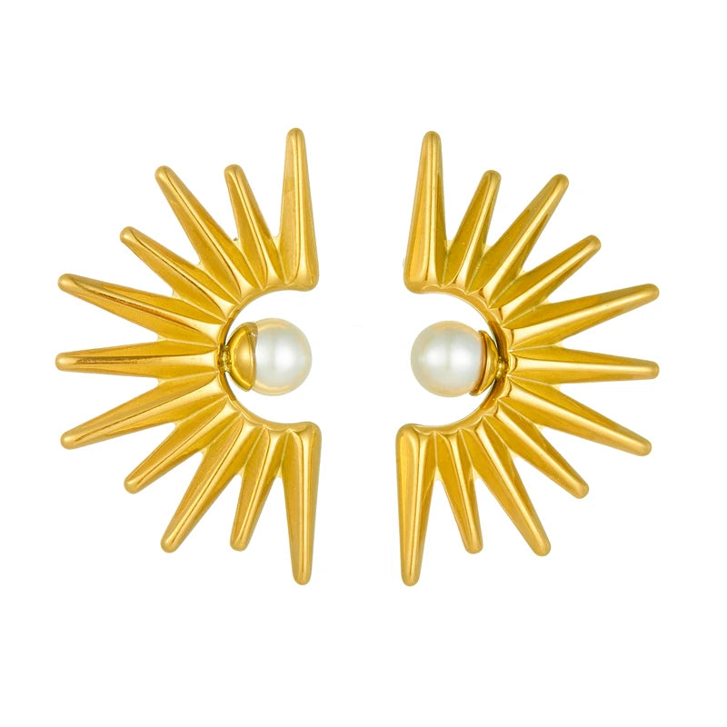 Sunburst Pearl Earrings on white
