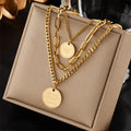 Engraved Coin Layered Necklace