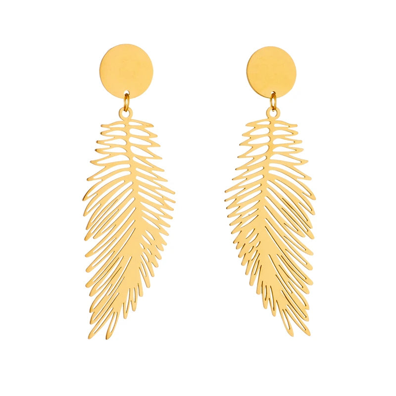 Gilded Plume Earrings pair on white