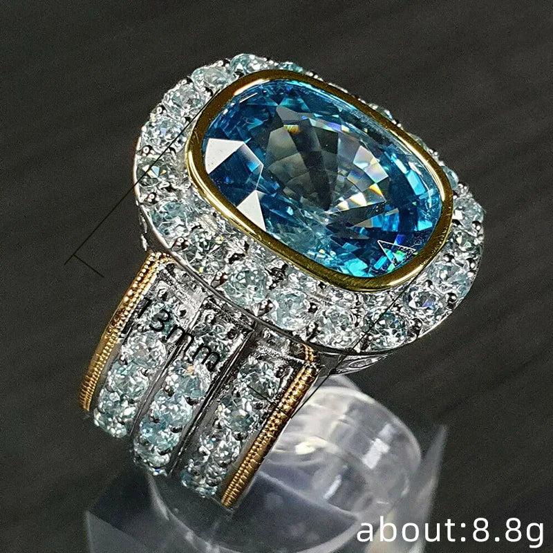 Aquamarine Halo Ring