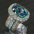 Aquamarine Halo Ring