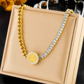 Crystal Coin Chain Necklace