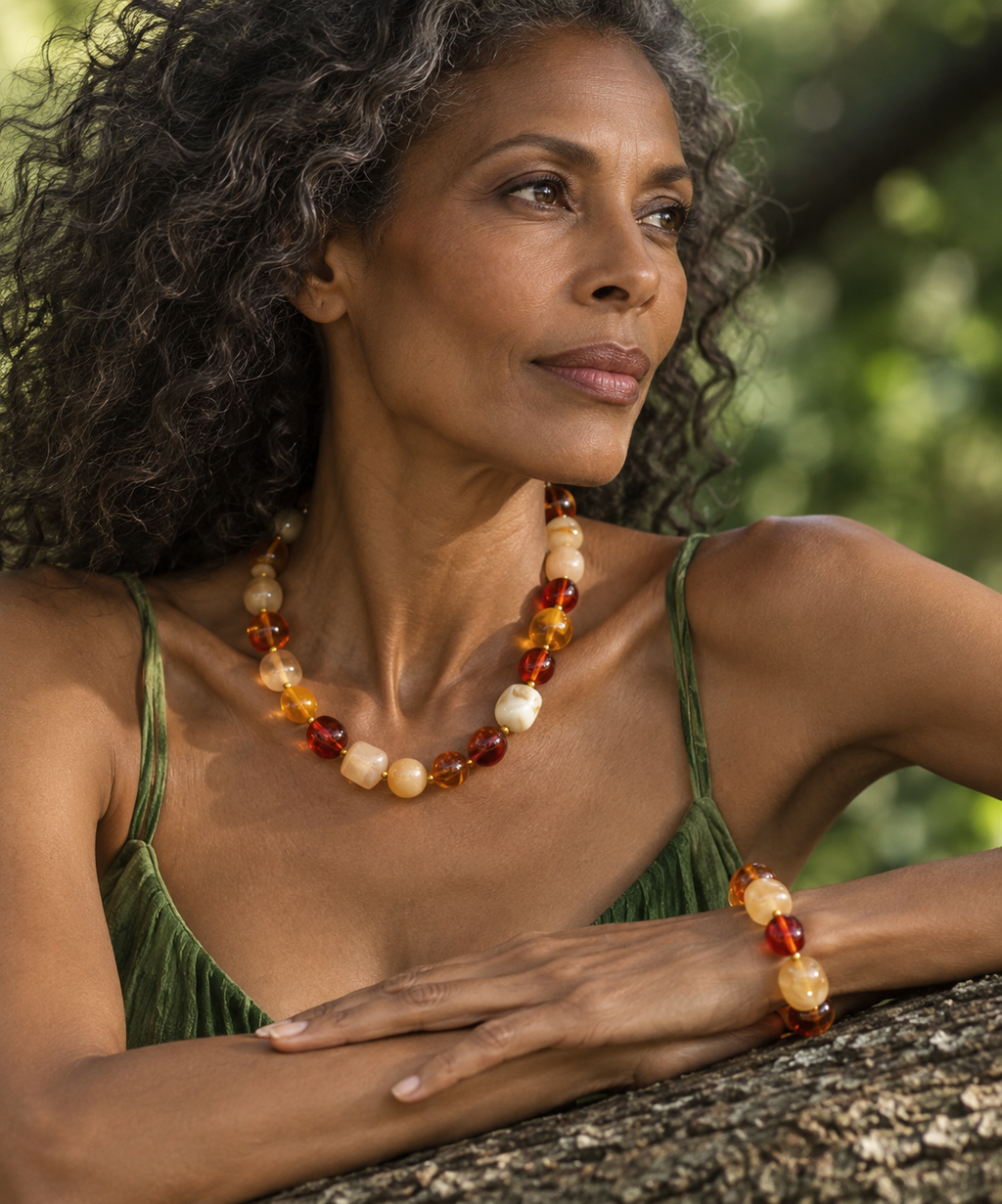 Amber Honey Beaded Set worn — Casa Edoarda