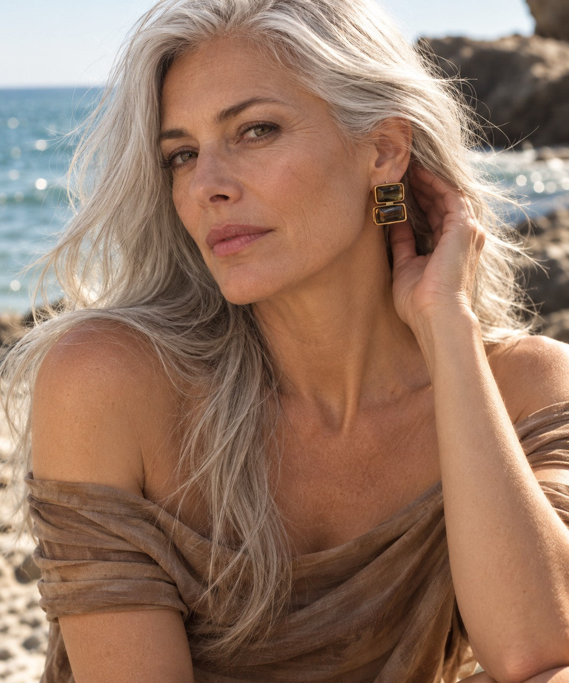 Mother-of-Pearl Tile Studs worn — Casa Edoarda